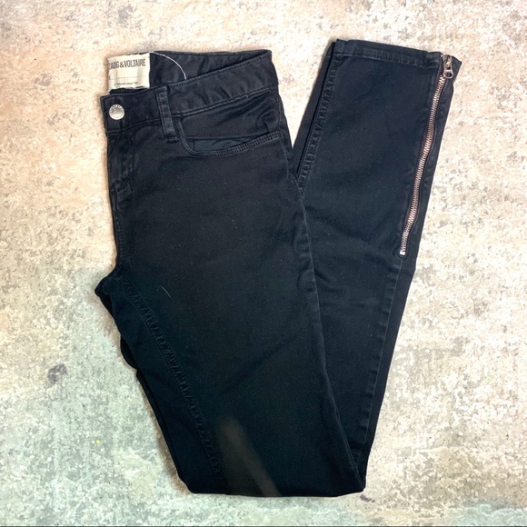 Zadig & Voltaire Denim - Zadig & Voltaire Evita Skinny Zip Up Black Jeans